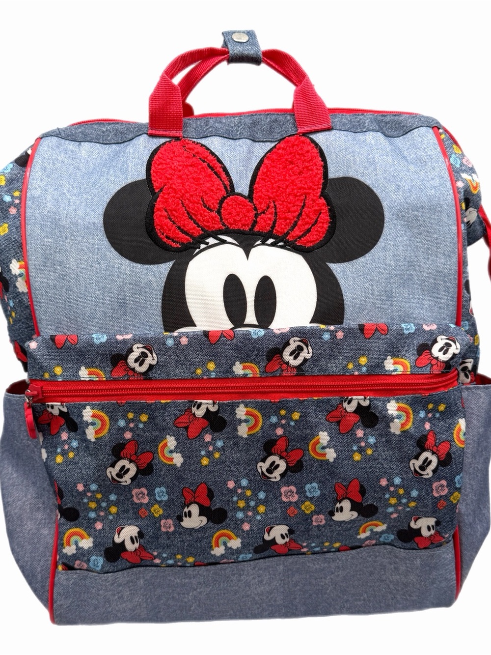 Disney Store Denim Minnie Mouse 16” Jean Denim Backpack